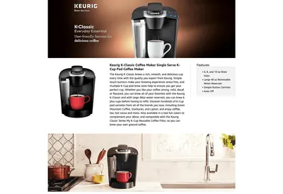 Premium A+ Content for Amazon.com: Keurig K-Classic Single Serve K-Cup Pod Coffee Maker