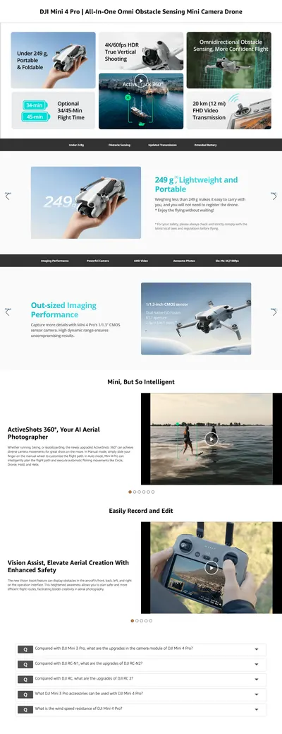 Premium A+ Content for Amazon.com: DJI Mini 4 Pro Fly More Combo Plus with DJI RC 2 (Screen Remote Controller)