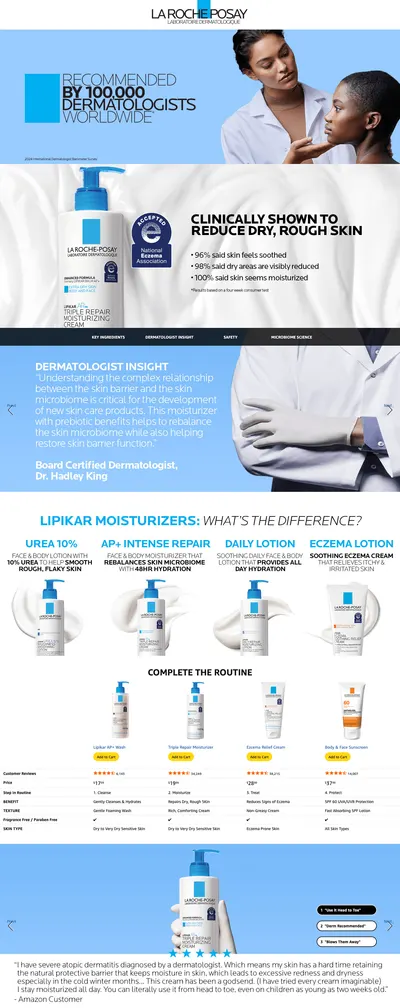 Premium A+ Content for Amazon.com: La Roche-Posay Lipikar AP+ Triple Repair Moisturizing Cream