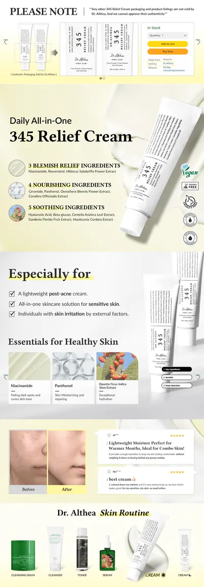 Premium A+ Content for Amazon.com: Dr.Althea 345 Relief Cream