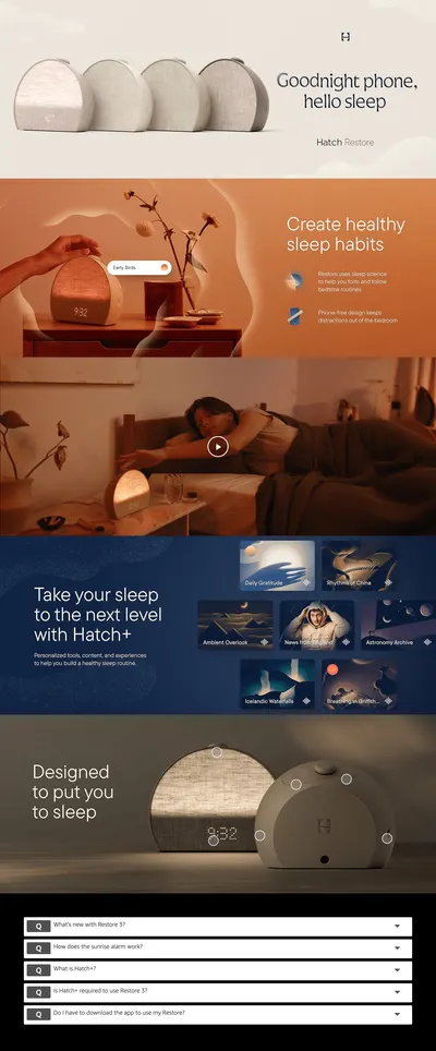 Premium A+ Content for Amazon.com: Hatch Restore 3 Sunrise Alarm Clock