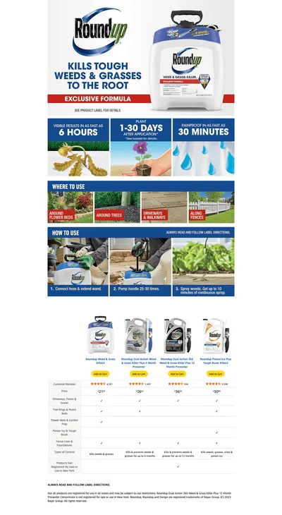 Premium A+ Content for Amazon.com: Roundup Weed and Grass Killer₄ with Pump 'N Go 2 Sprayer