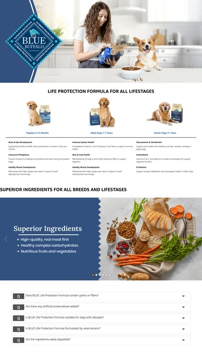 Premium A+ Content for Amazon.com: Blue Buffalo Life Protection Formula Adult Dry Dog Food