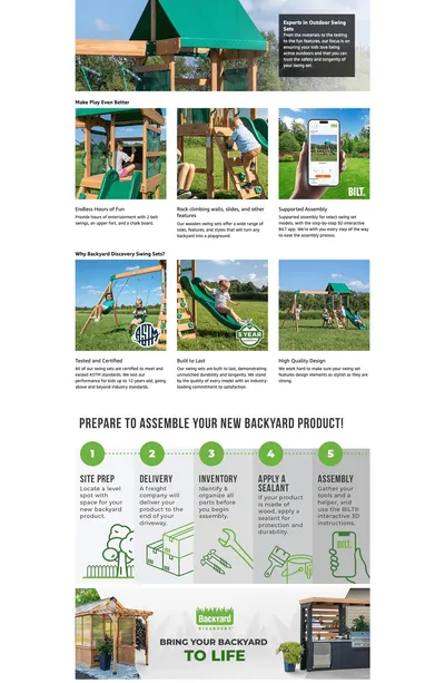 Premium A+ Content for Amazon.com: Backyard Discovery Buckley Hill Cedar Wood Swing Set with Wave Slide