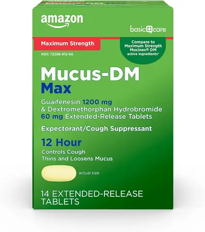 Main Images for Amazon Basic Care Maximum Strength Mucus DM