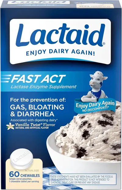 Main Images for Lactaid Fast Act Lactose Intolerance Relief Chewables with Natural Lactase Enzyme to…