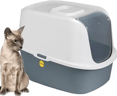 Main Images for CAT CENTRE Litter Tray Hooded Dark Grey Toilet Charcoal Filter Extra Deep Anti-Spillage…
