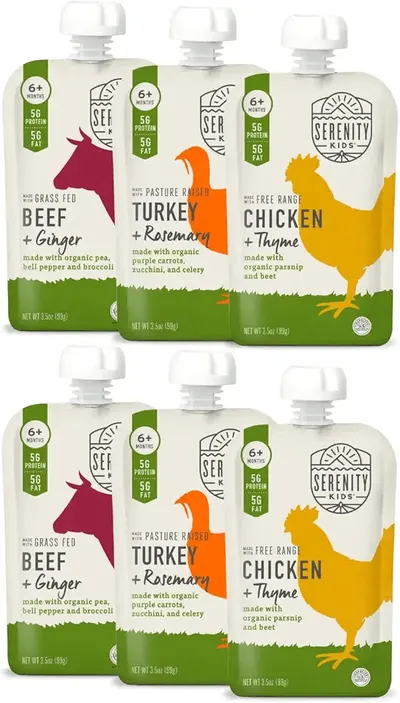 Main Images for Serenity Kids 6+ Months Baby Food Pouches Puree with Ethically Sourced Meat & Organic…