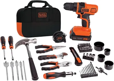 Main Images for BLACK+DECKER 20V MAX 68-Piece Cordless Drill and Home Tool Project Kit with Tool Storage…