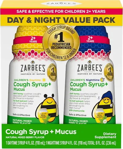 Main Images for Zarbee's Children's Honey Cough Syrup + Mucus Day & Night Value Pack