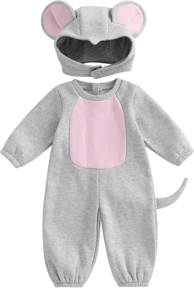 Main Images for Newborn Infant Baby Girl Boy Romper Cute Mouse Onesie Jumpsuit Long Sleeve Pants…
