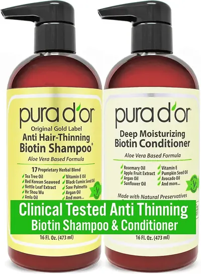 Main Images for PURA D'OR Anti-Thinning Biotin Shampoo & Deep Moisturizing Conditioner Original Gold…