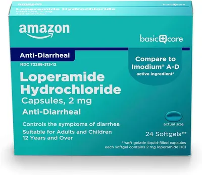 Main Images for Amazon Basic Care Loperamide Hcl 2 Mg Softgels