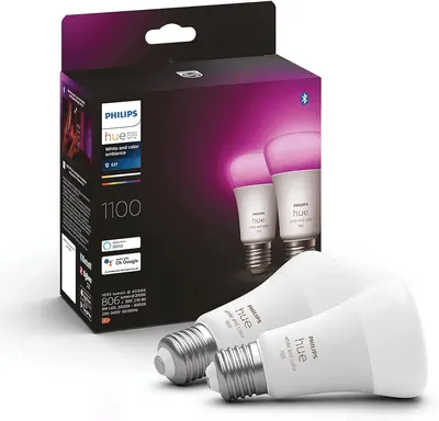 Main Images for Philips Hue White and Colour Ambiance Smart Light Bulb 2 Pack 75W