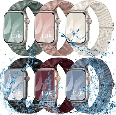 Main Images for Superuper 6 Pack Waterproof Stretch Band Compatible for Apple Watch Straps 40mm 41mm…