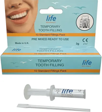 Main Images for Life Healthcare Temporary Tooth Filling Kit Easy to Use No Mixing Required Provides 10…