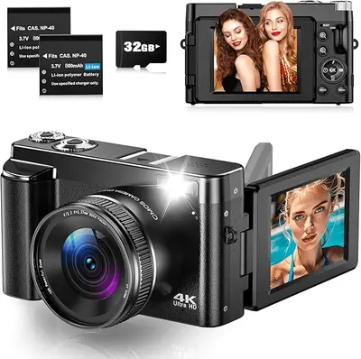 Main Images for Digital Camera 4K 48MP Autofocus Vlogging Camera with 3" 180°Flip Screen