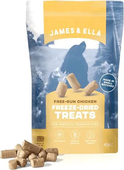 Main Images for James & Ella Freeze-Dried Dog Treats (40g) ❘ Delicious Free Run Chicken Freeze-Dried Dog…