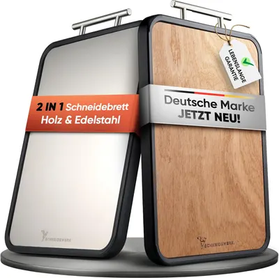 Main Images for Doppelseitiges Schneidebrett Holz & Edelstahl