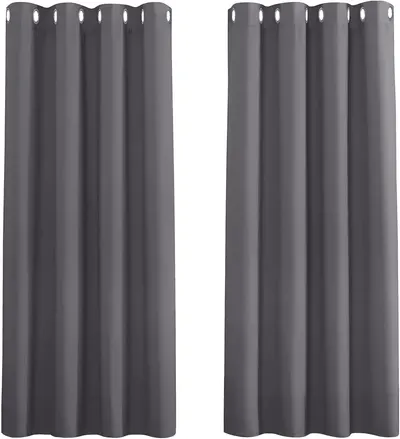 Main Images for PONY DANCE Grey Blackout Thermal Insulated Curtains for Bedroom