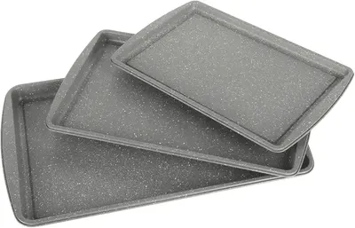 Main Images for Oster Greystone 3 Piece Carbon Steel Nonstick Kitchen Baking Pans/Cookie Sheet Bakeware…