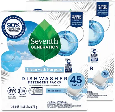Main Images for Seventh Generation Dishwasher Detergent Packs Free & Clear Pack of 2 for sparkling…