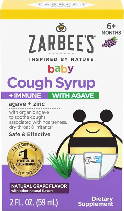 Main Images for Zarbee's Baby Cough Syrup + Immune with Organic Agave + Zinc; Natural Grape Flavor; for…