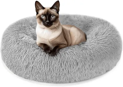 Main Images for ELYF Plush Donut Cat Bed for Indoor Cats (50cm)