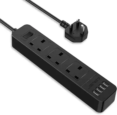 Main Images for JSVER Extension Lead with 4 USB Ports Desktop Power Strip Smart Charging Station 3…