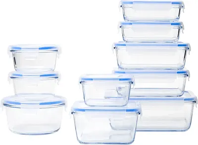 Main Images for Amazon Basics Leak-Proof Glass Locking Lids Food Storage Containers