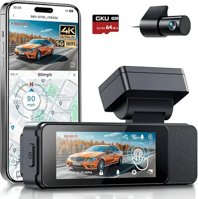 Main Images for GKU 4K Dash Cam Front and Rear