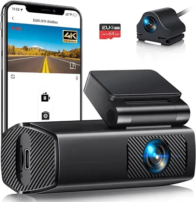 Main Images for EUKI 4K Dash Cam Front and Rear with WiFi