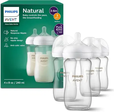 Main Images for Philips Avent Natural Glass Baby Bottles with Natural Response Nipples (Medium Flow