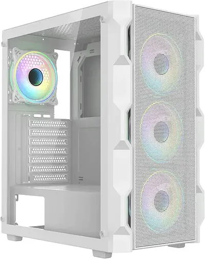 Main Images for CiT Neo White Airflow Mid-Tower PC Gaming Case ATX with Mesh Front Panel & Tempered…