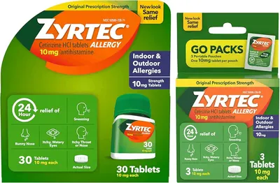 Main Images for Zyrtec 24 Hour Allergy Relief Tablets