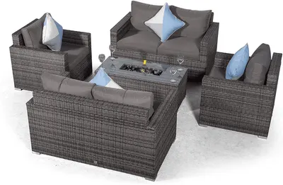 Main Images for Giardino Sydney 6 Seater Grey Rattan Conversation Sofa Set with 2 x Loveseats