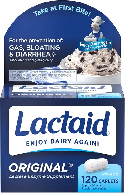 Main Images for Lactaid Original Strength Lactose Intolerance Relief Caplets with Natural Lactase Enzyme