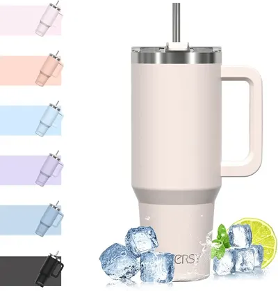 Main Images for WATERSY Travel Mug Coffee Cup 40oz Tumbler Straw Lid and Handle