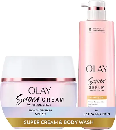 Main Images for Olay Super Cream with Sunscreen SPF 30 (1.7 oz) + Body Wash for Extra Dry Skin (18.5 oz)