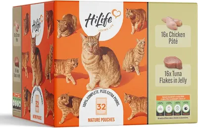 Main Images for HiLife Mature Wet Cat Food for Senior Cats