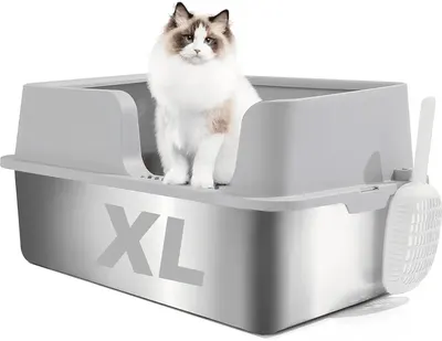 Main Images for FURRYPAWS XL Stainless Steel Cat Litter Tray