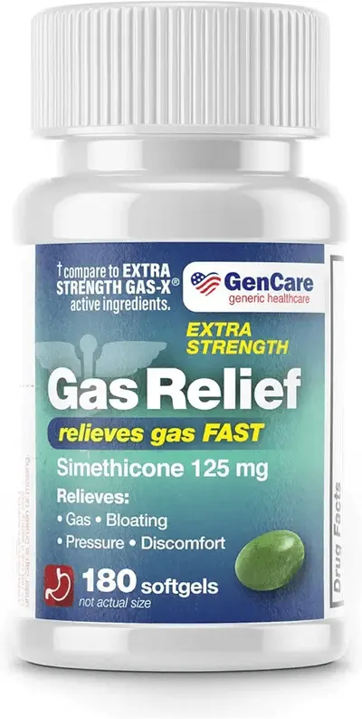 Main Images for GenCare -Extra Strength Gas Relief Simethicone 125mg (180 Softgels) Maximum Strength…