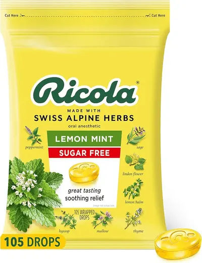 Main Images for Ricola Sugar Free Lemon Mint Herbal Cough Suppressant Throat Drops