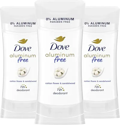 Main Images for Dove Aluminum Free Deodorant for Women 3 Count Cotton Flower & Sandalwood 72 hour odor…