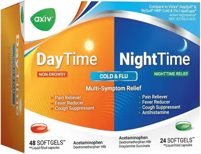 Main Images for AXIV Day & Night Cold & Flu Medicine Combo Pack Softgels