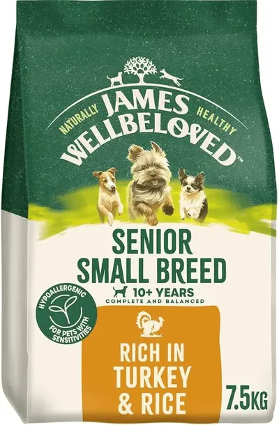 Main Images for James Wellbeloved Dog Senior Hypoallergenic Dry Food Small Breed Turkey and Rice 7.5 kg