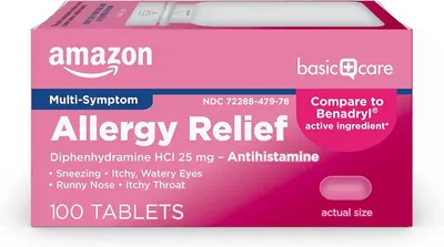 Main Images for Amazon Basic Care Allergy Relief Diphenhydramine HCl 25 mg