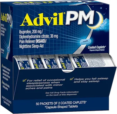 Main Images for Advil PM Pain Reliever and Nighttime Sleep Aid