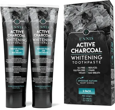 Main Images for Activated Charcoal Teeth Whitening Toothpaste 2 Pack Active Natural Teeth Whitening…
