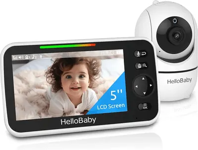 Main Images for HelloBaby No WiFi Baby Monitor 5" Screen 30-Hour Battery Pan-Tilt-Zoom Video Upgrade…